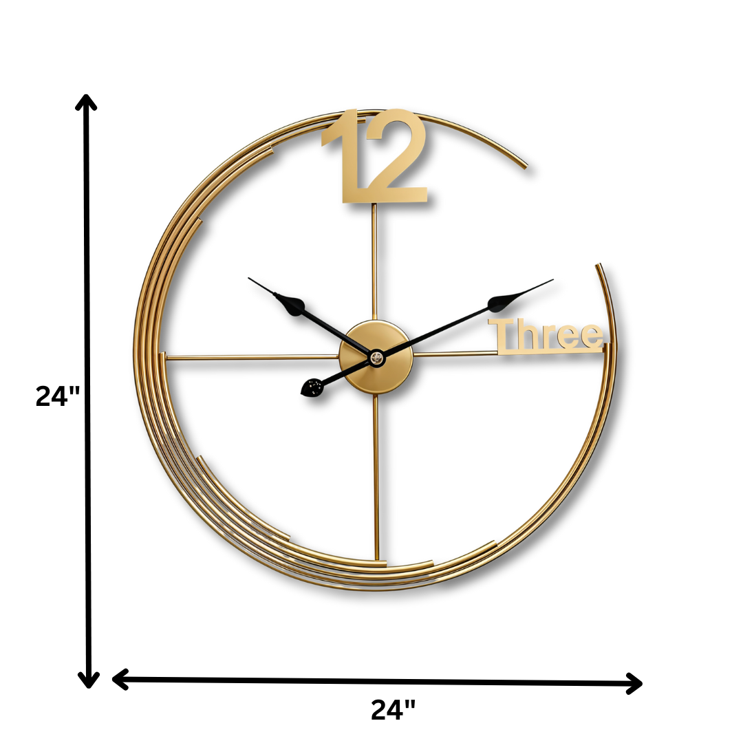 Gold Asymmetrical Metal Wall Clock – Modern Minimalist Design