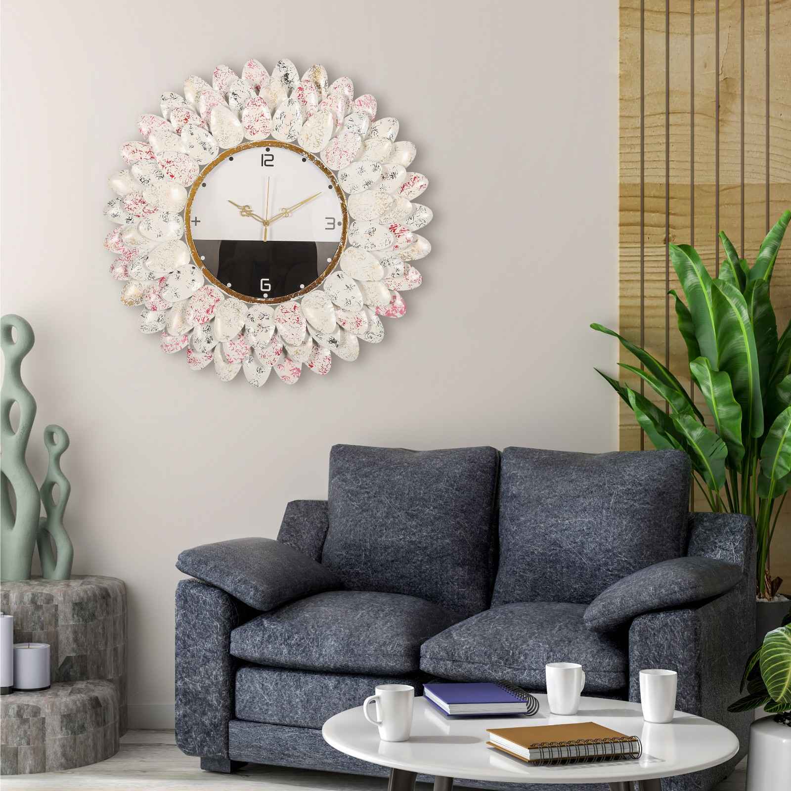 Elegant Floral Petal Wall Clock – Stylish Home Décor Accent