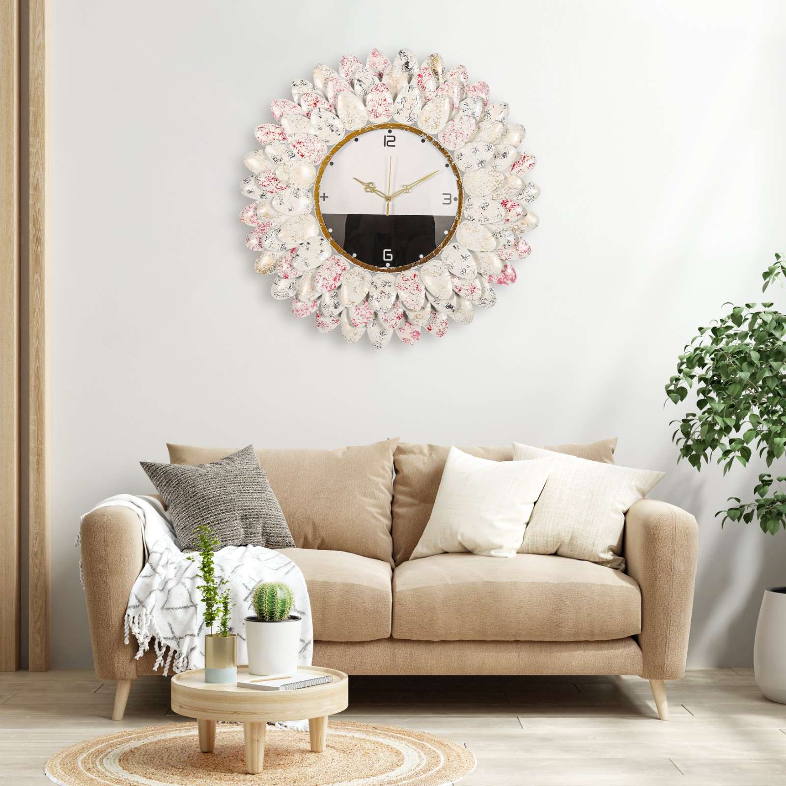 Elegant Floral Petal Wall Clock – Stylish Home Décor Accent