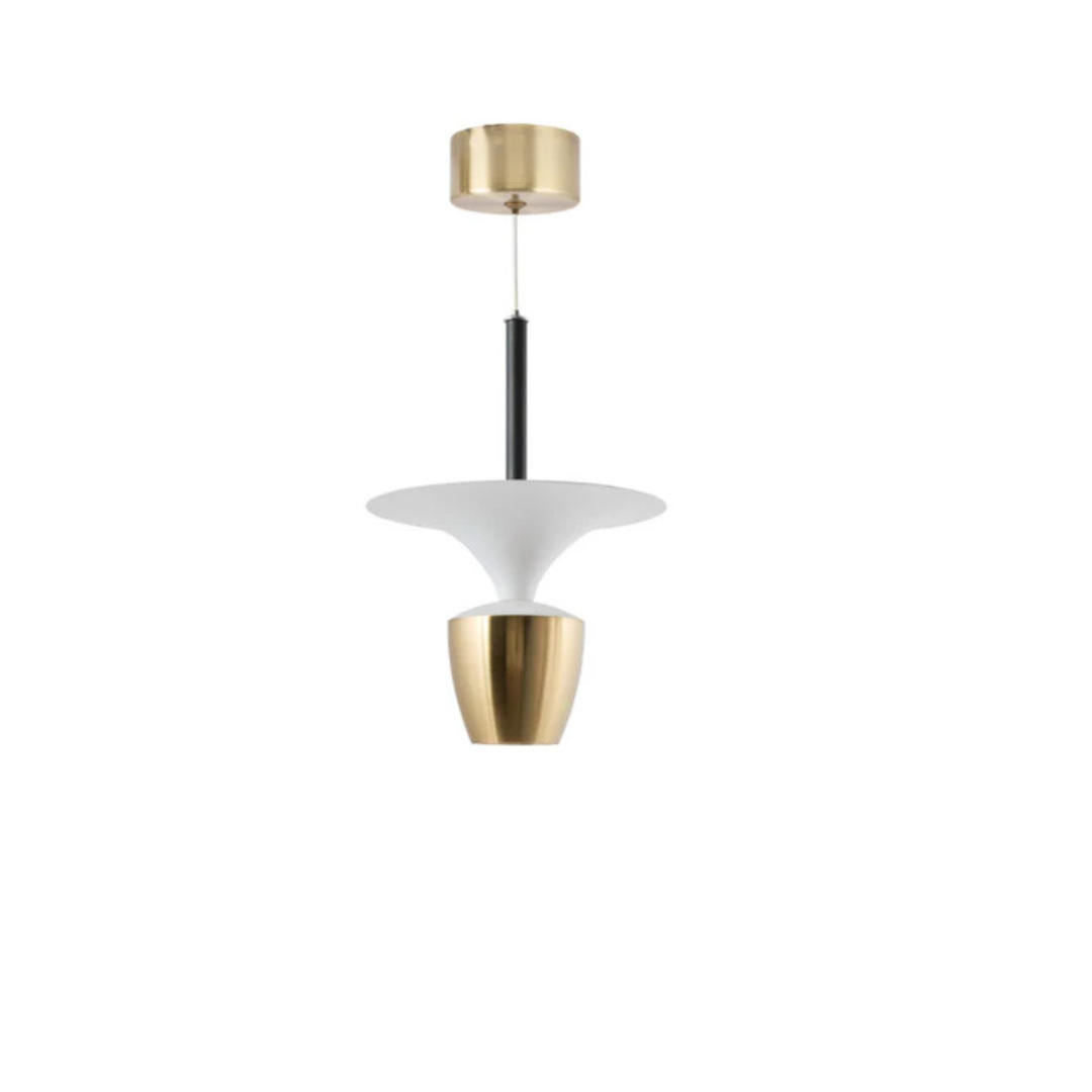 Modern Gold & White Pendant Light – Elegant Designer Hanging Lamp - 2 Piece