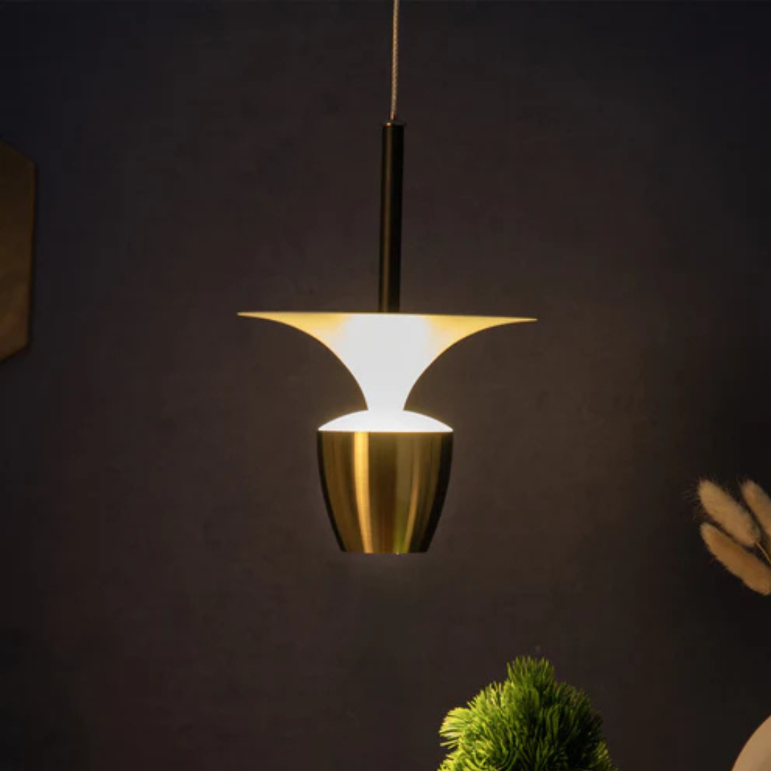 Modern Gold & White Pendant Light – Elegant Designer Hanging Lamp - 2 Piece