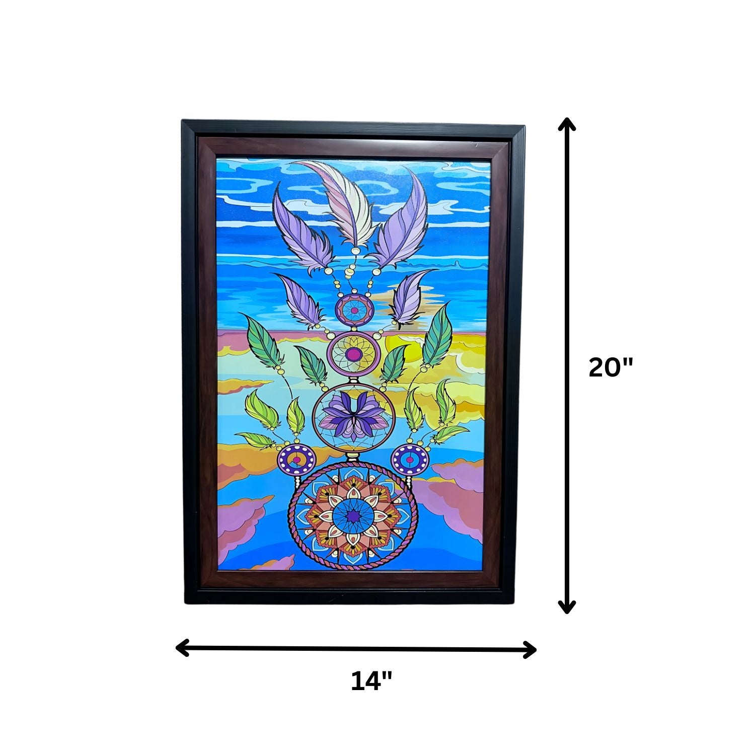 Colorful Dreamcatcher With Feathers And Mandala Abstract Wall Decor