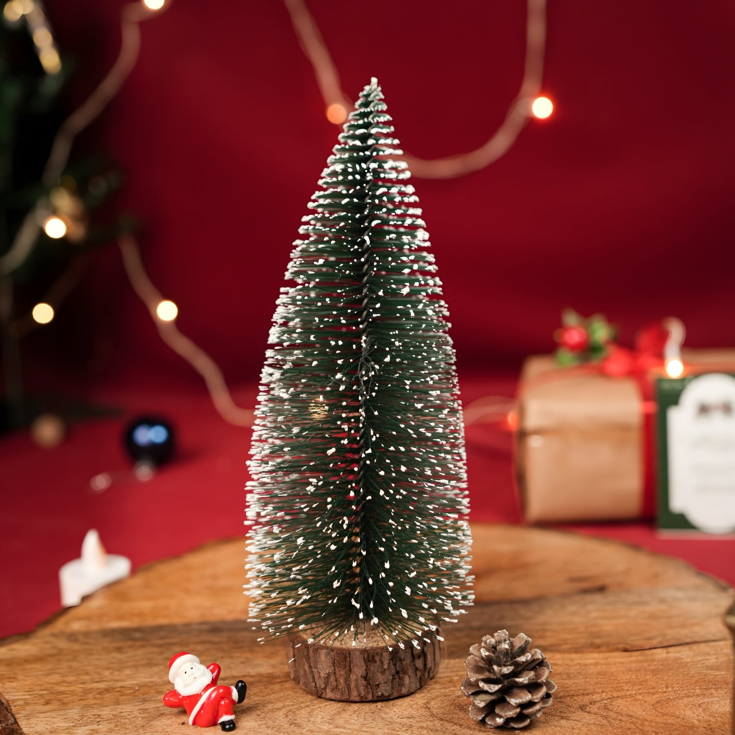 Snow-Kissed Mini Pine Tree For Festive Holiday Decorations