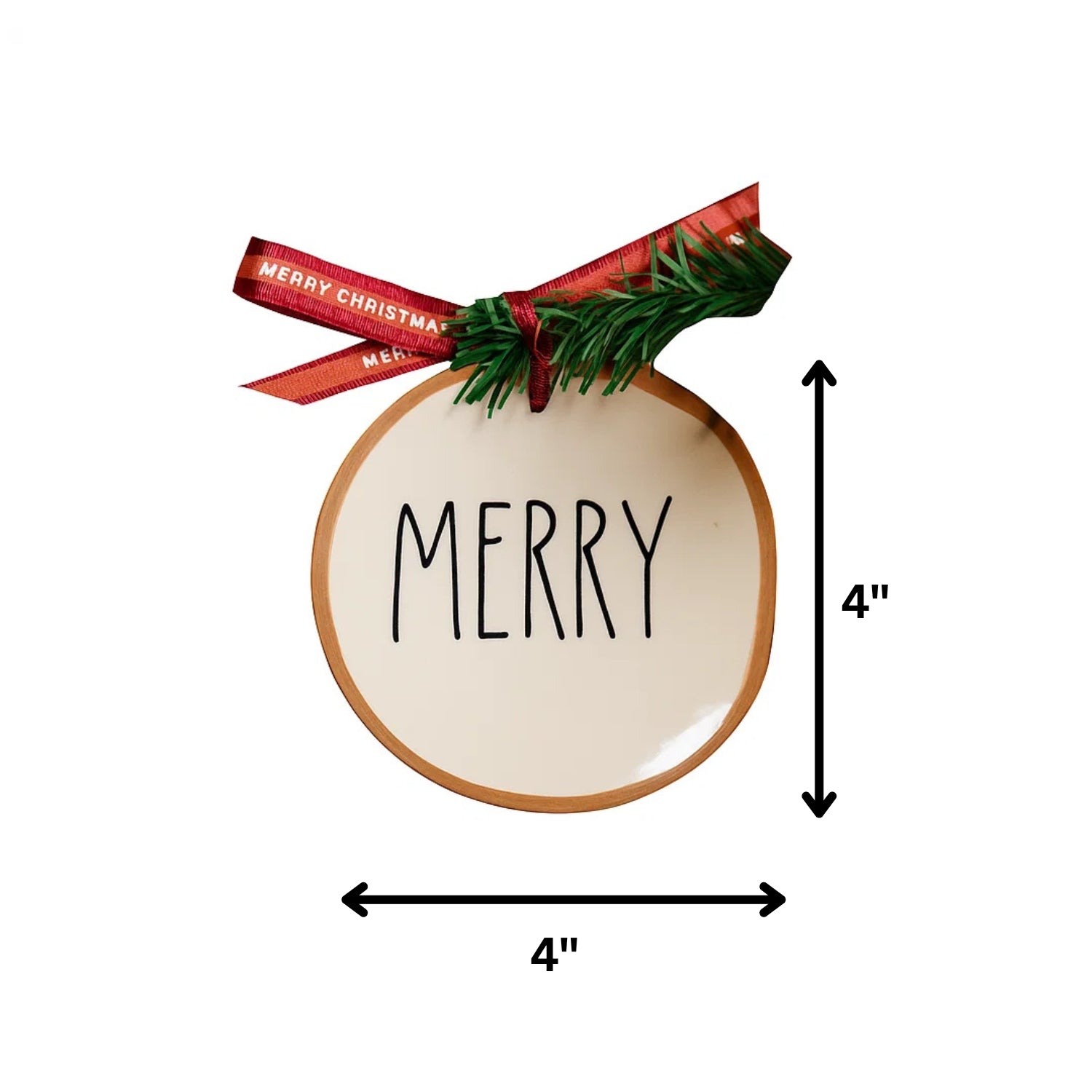 Handcrafted Ceramic "MERRY" Christmas Tree Hanging Festive Ornament