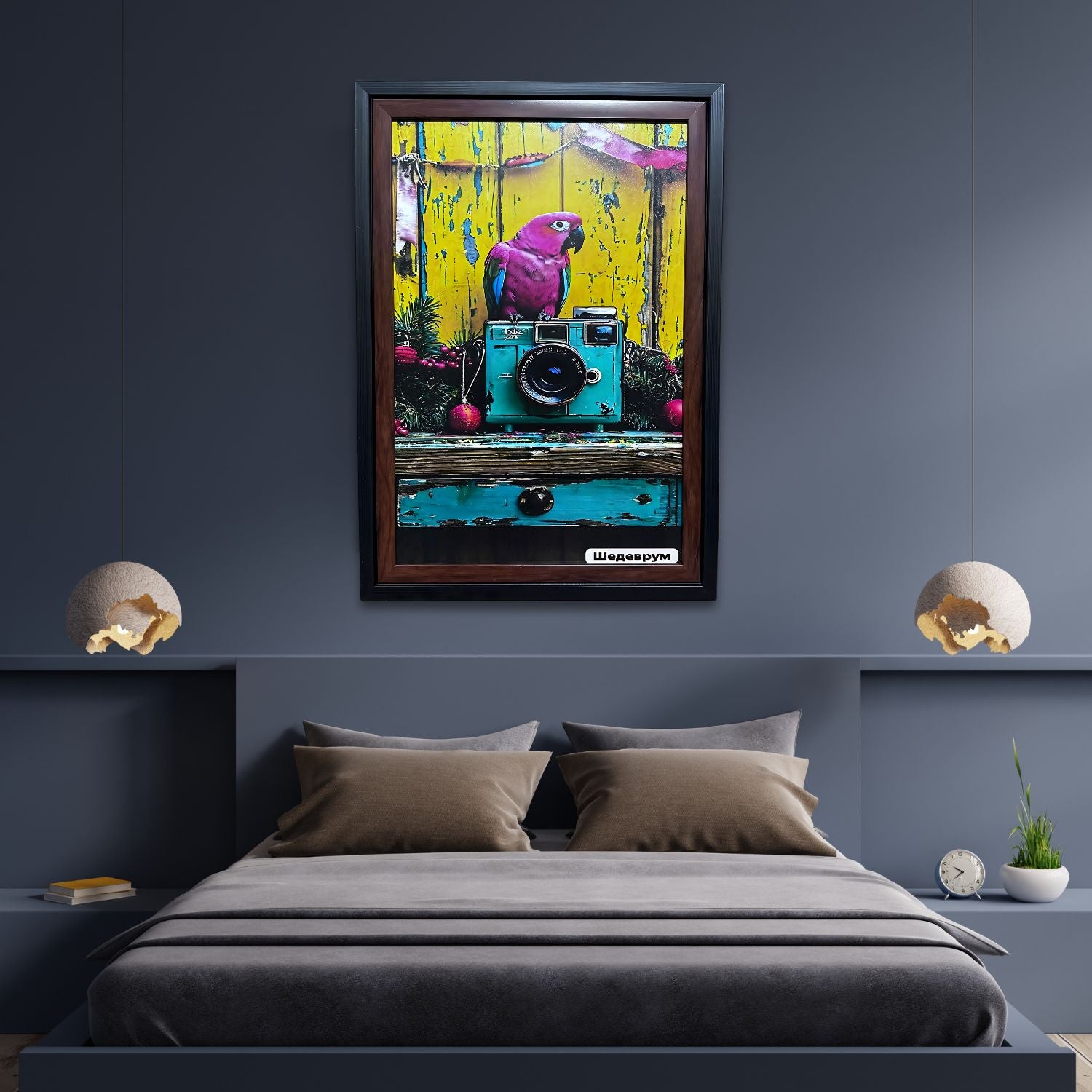 Colorful Parrot On Vintage Camera - Retro Artistic Wall Decor