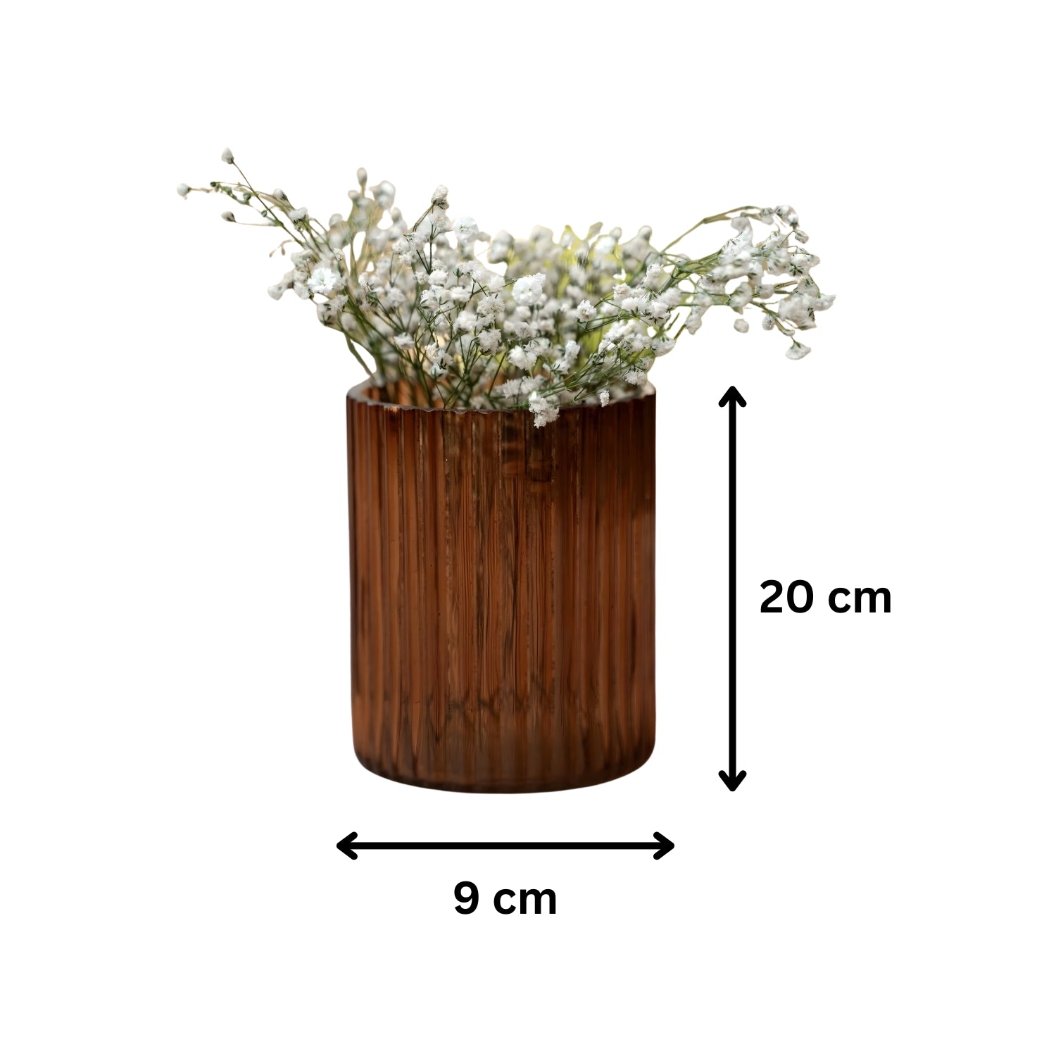 Elegant Amber Desert Dream Ribbed Glass Decorative Flower Vase