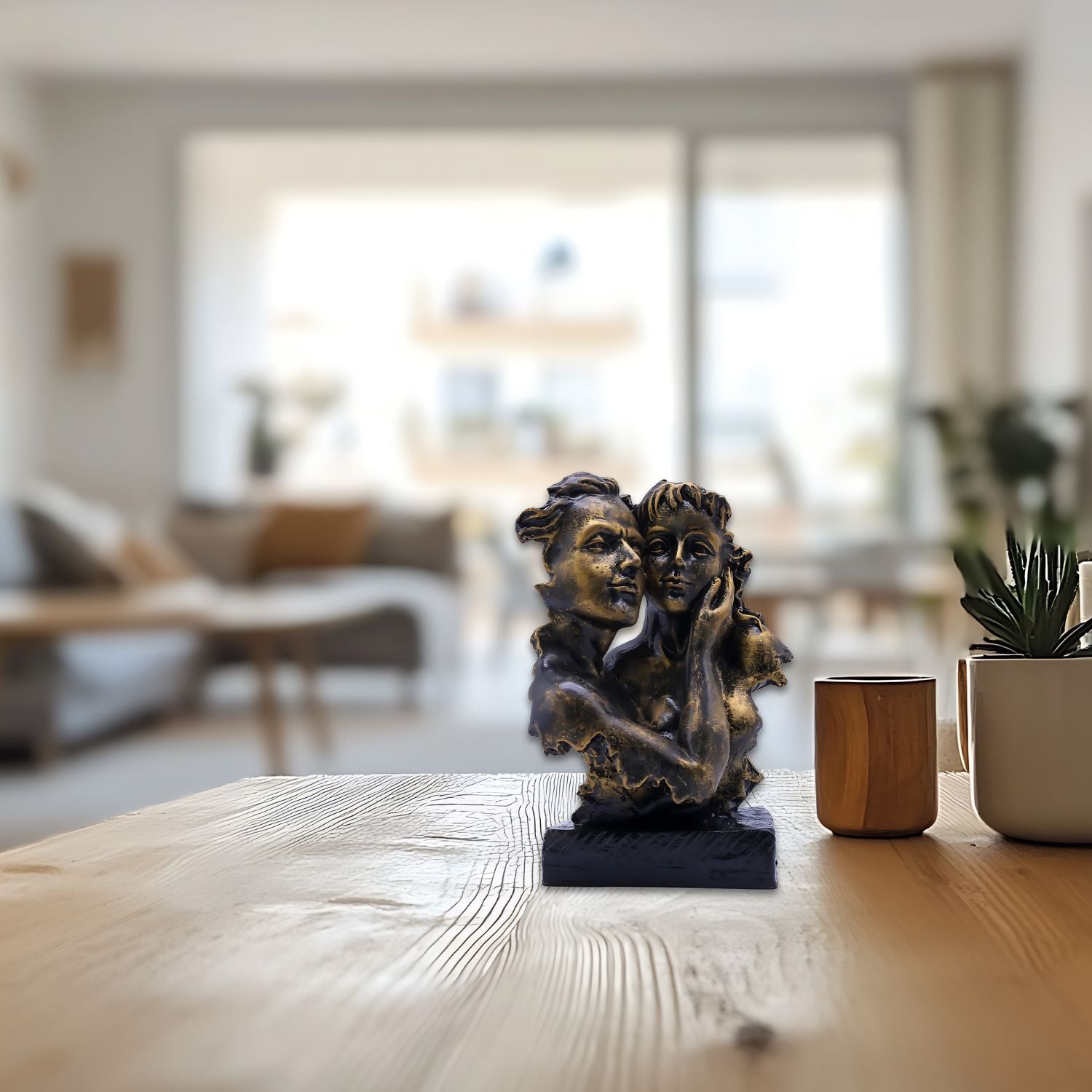 Elegant Romantic Bronze Couple Sculpture For Sophisticated Home Decor Accent