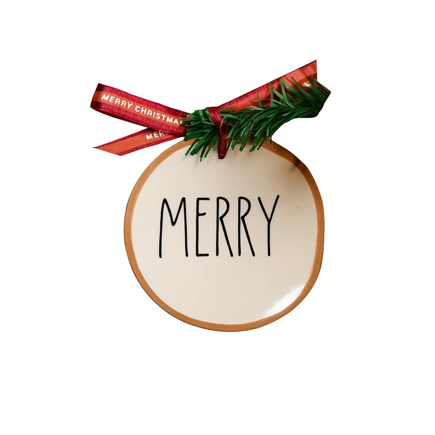 Handcrafted Ceramic "MERRY" Christmas Tree Hanging Festive Ornament