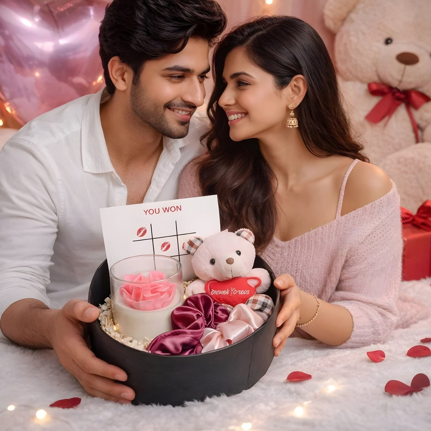 Forever Yours Valentine Gift Hamper With Candle Teddy
