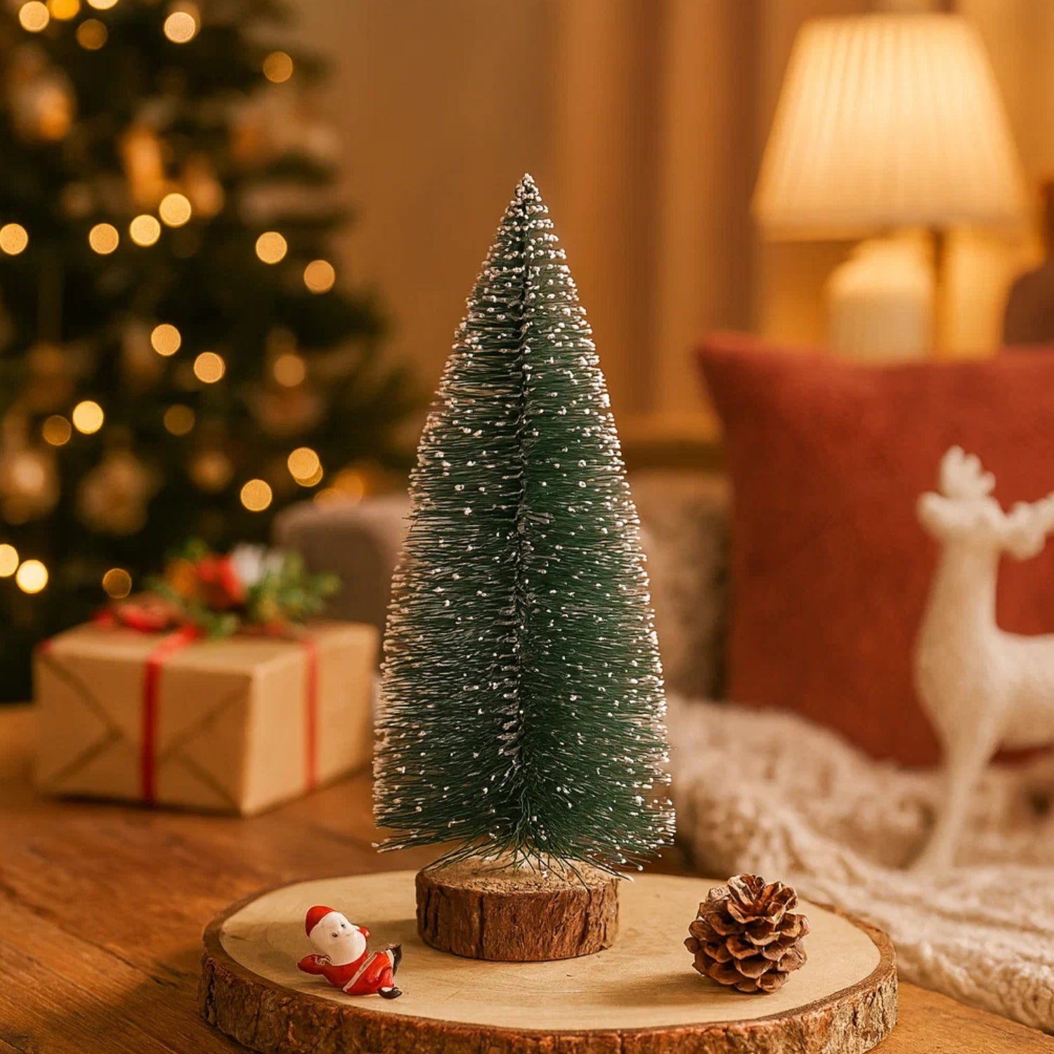 Snow-Kissed Mini Pine Tree For Festive Holiday Decorations