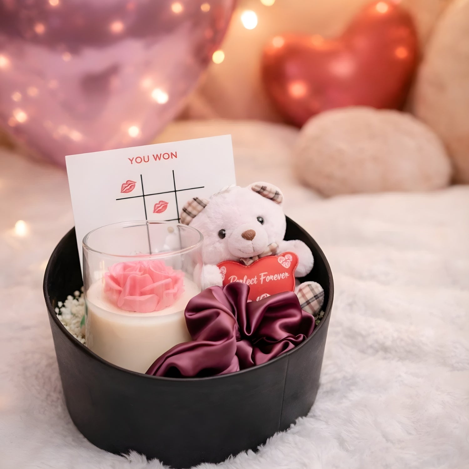 Forever Yours Valentine Gift Hamper With Candle Teddy