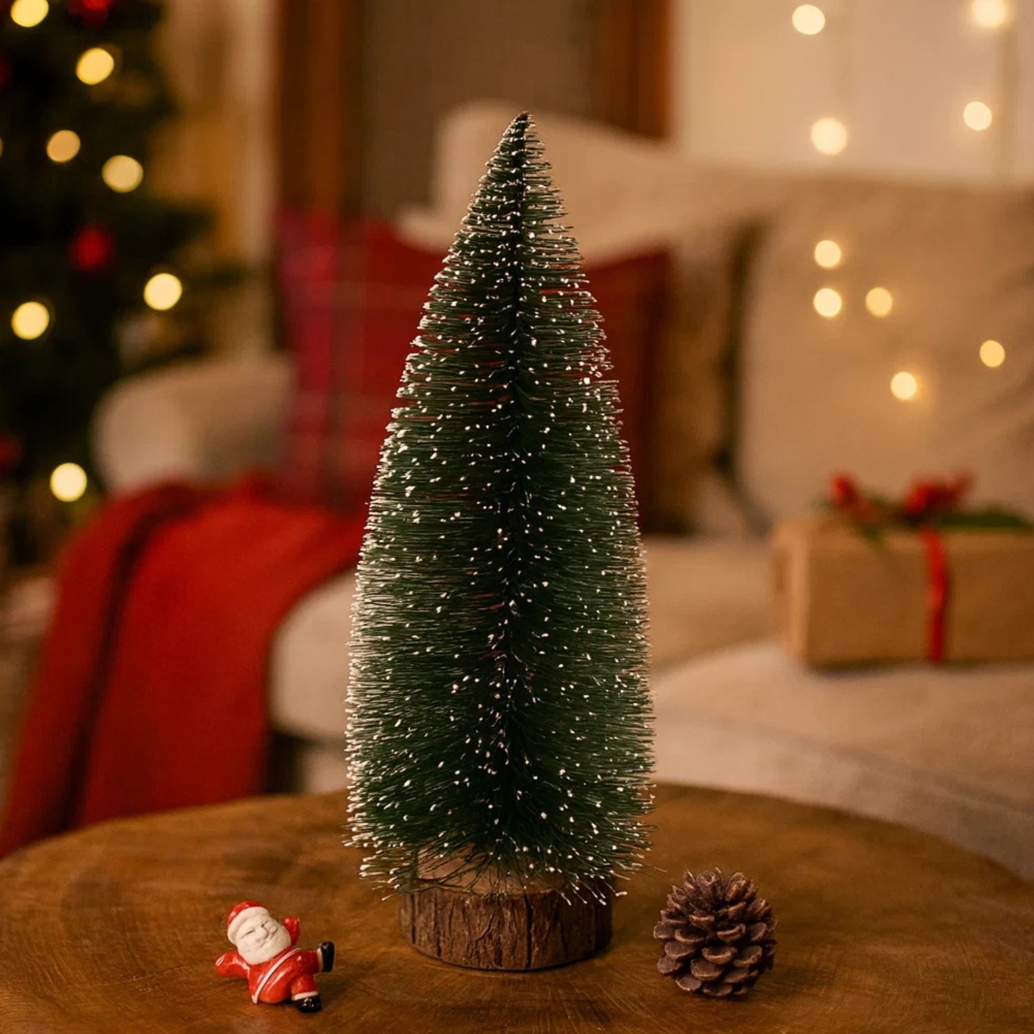 Snow-Kissed Mini Pine Tree For Festive Holiday Decorations