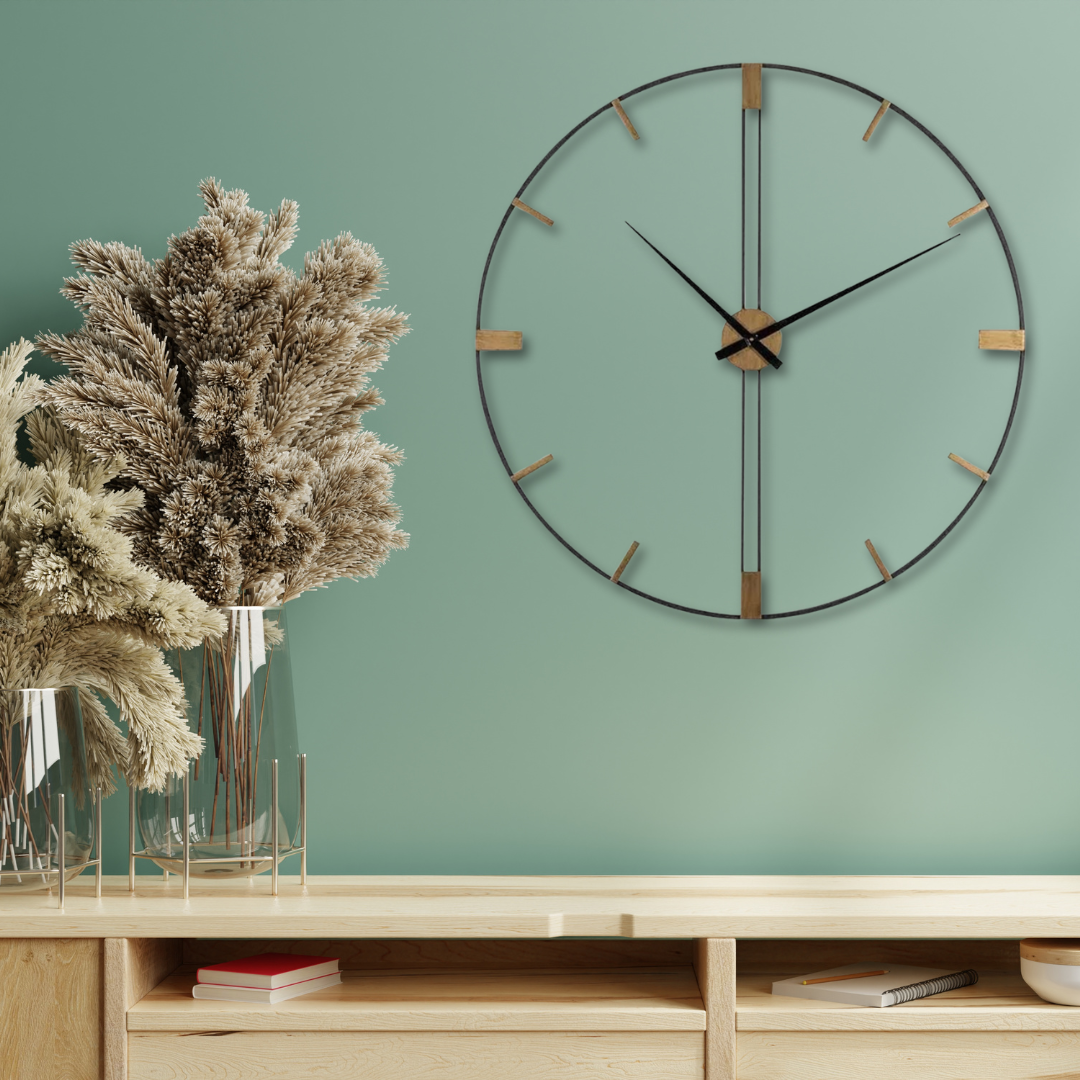 Large Modern Metal Wall Clock – Minimalist Industrial Decor