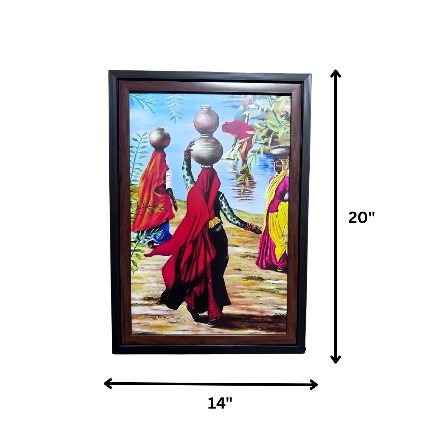 Traditional Village Women Carrying Pots By The Riverside Artwork