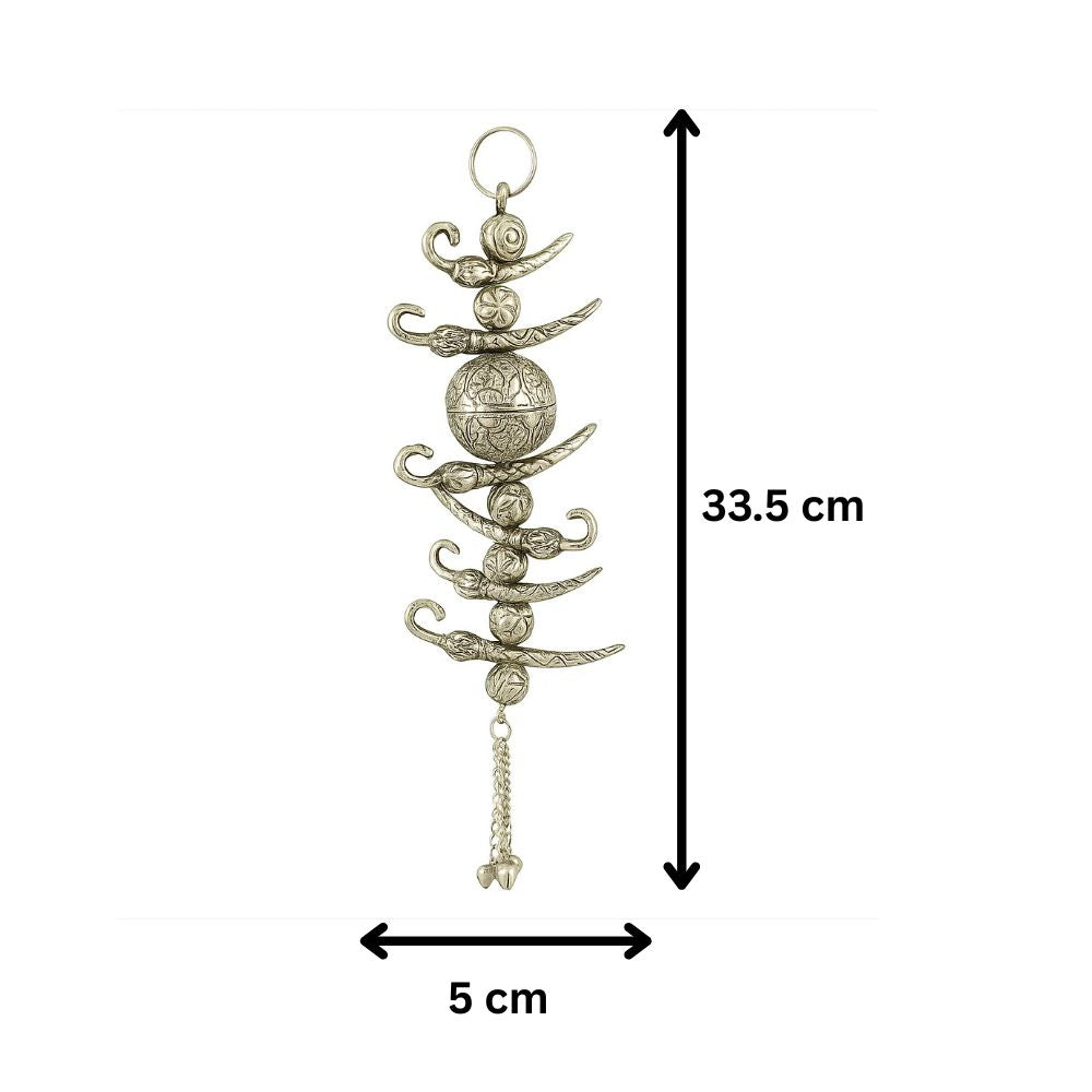 Elegant German Silver Nazar Battu with 7 Chillies and 1 Lemon Design