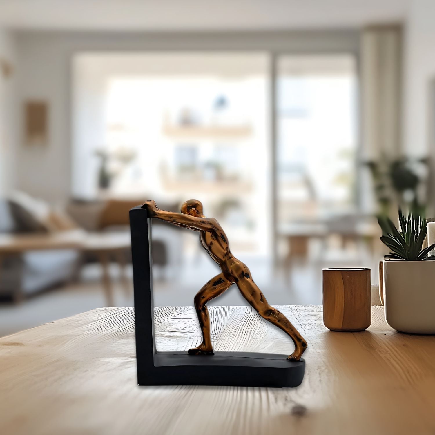 Push Man Showpiece for Home Decor Gift Items Living Room