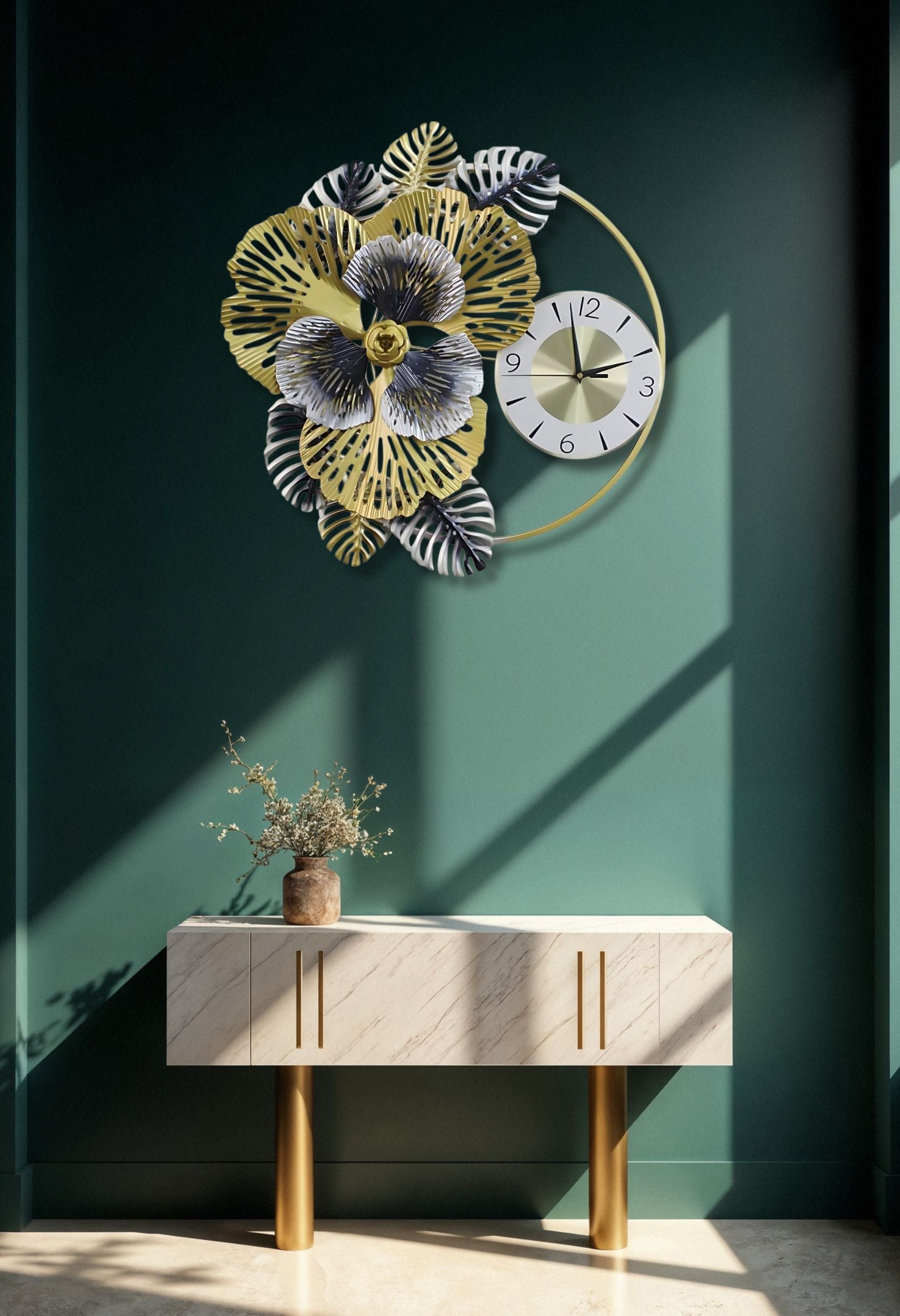 Luxury Floral Wall Clock Blooming With Elegance & Timeless Style