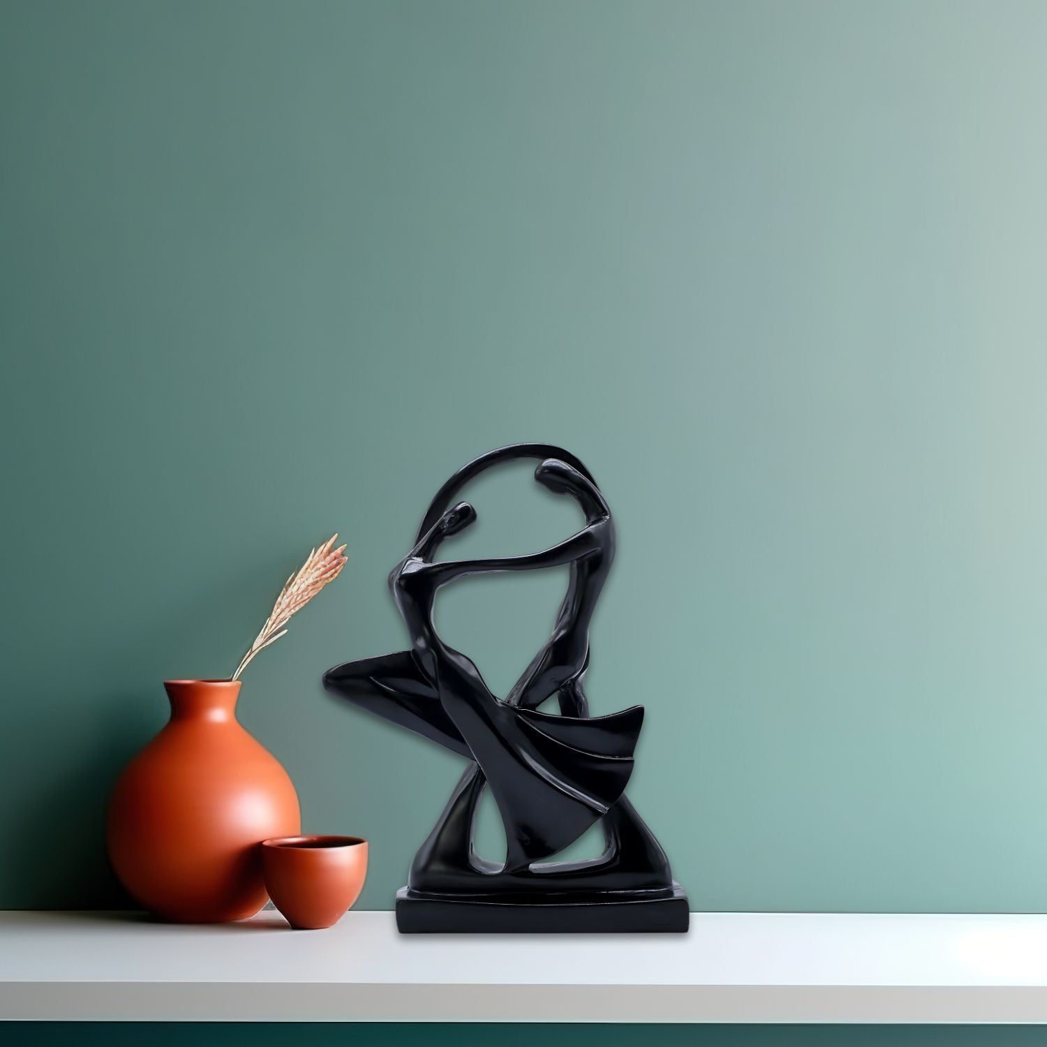 Graceful Black Dancing Couple Statue For Artistic Home Decoration