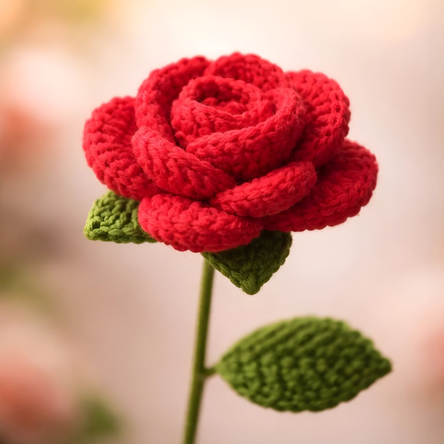 Handcrafted Red Crochet Rose - Timeless Forever Flower Decor