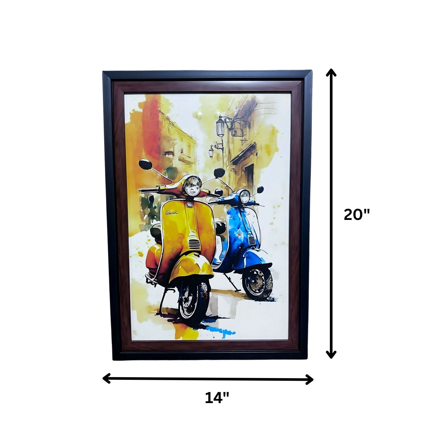 Vintage Vespa Scooter Wall Art - Colorful Urban Street Framed Painting