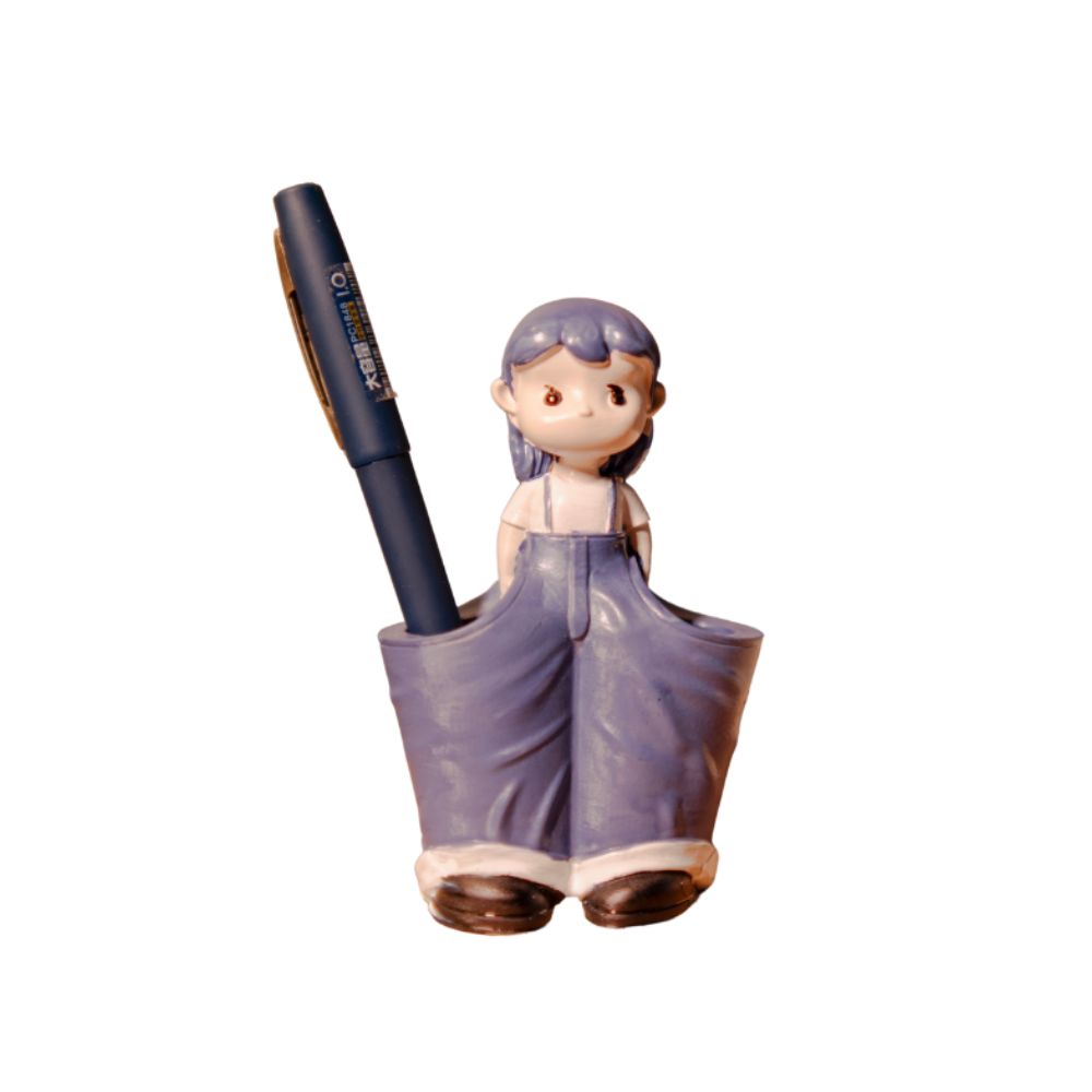Adorable Ceramic Girl Figurine Pen and Stationery Holder Stand