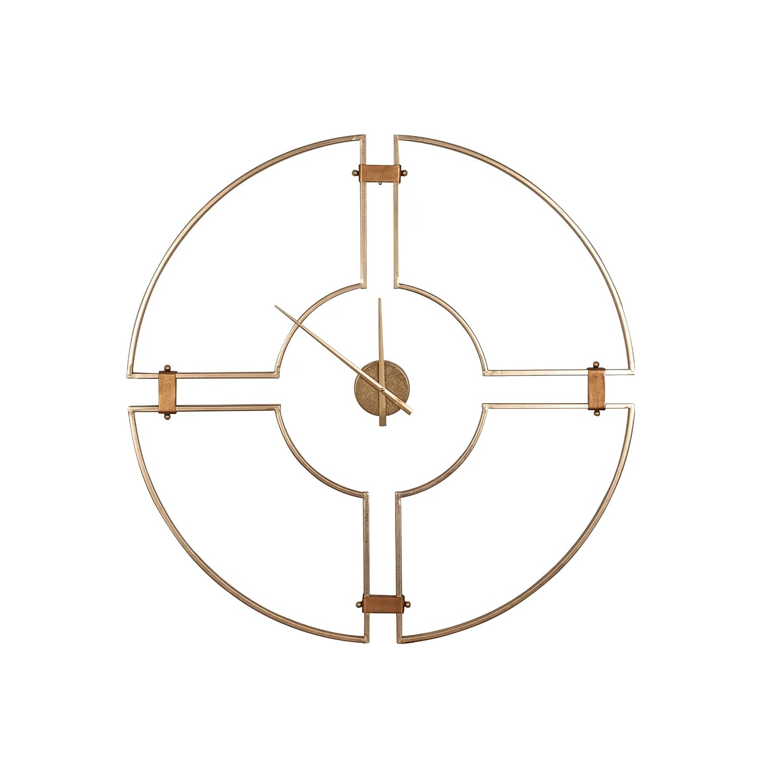 Golden Metal Analog Round Clock Reflecting Elegance With Luxe Finish
