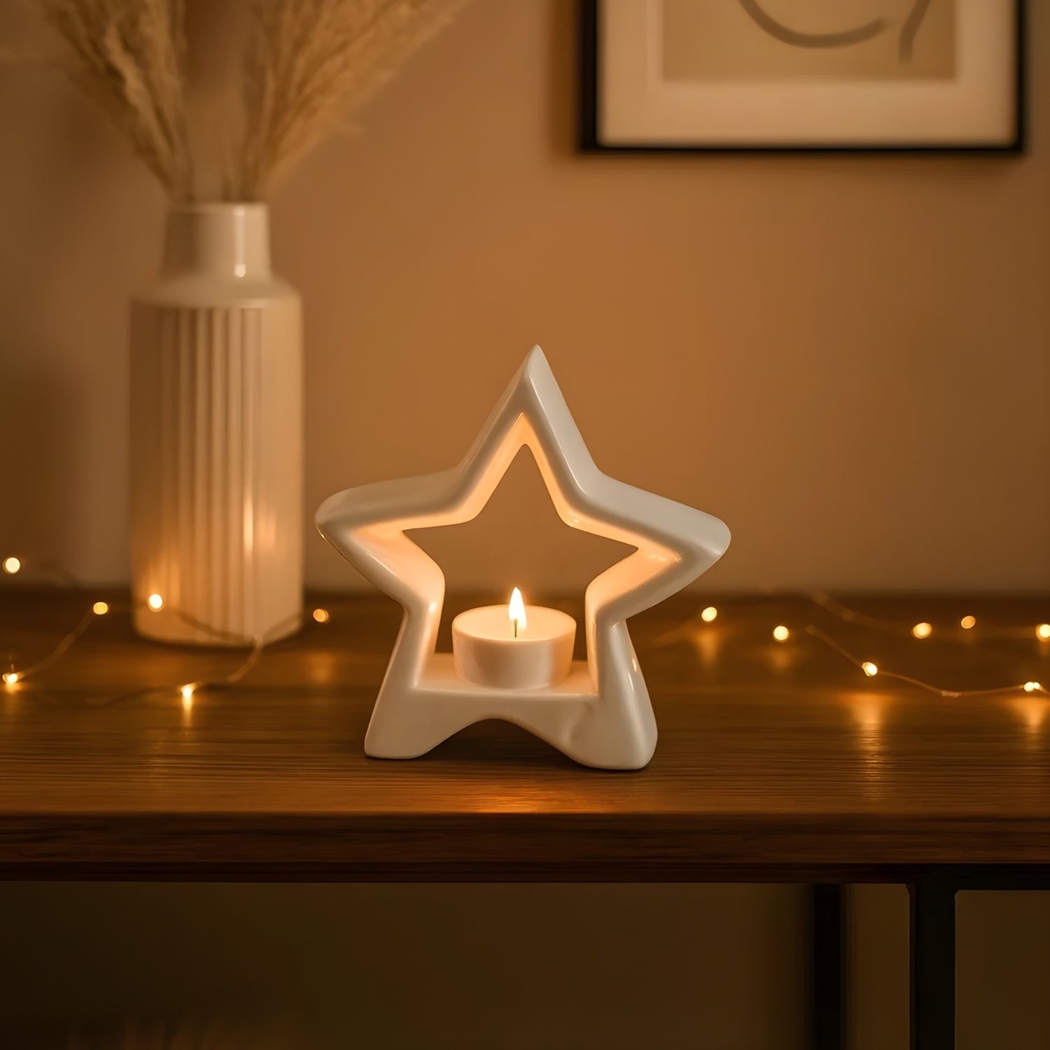 Elegant Ceramic Star-Shaped Tealight Holder For Home Decoration