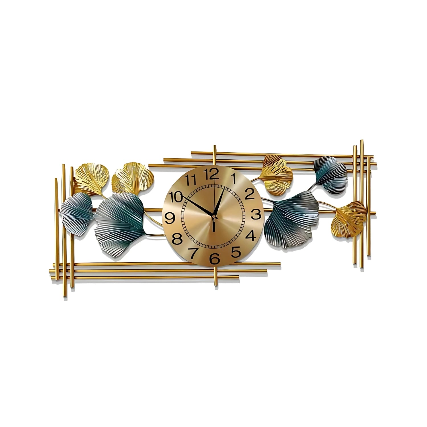 Creative Luxury Multicolor Leaf Design Metal Wall Clock