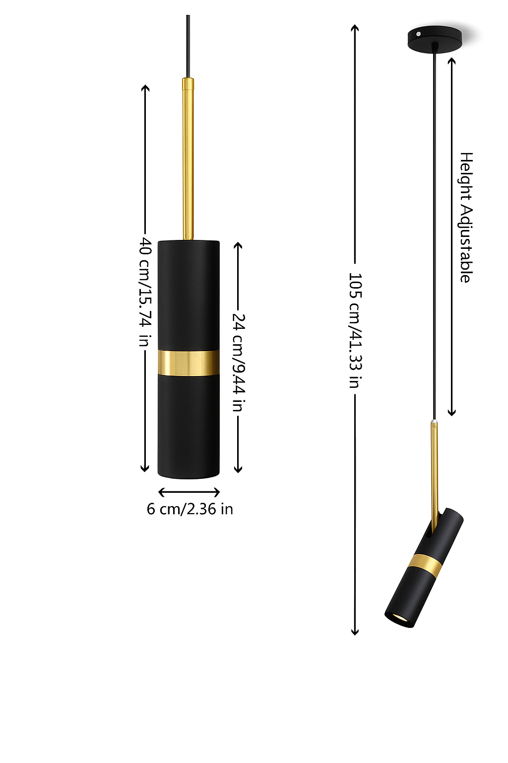 Modern Adjustable Pendant Light – Sleek Bedside LED Lamp - 2 Piece