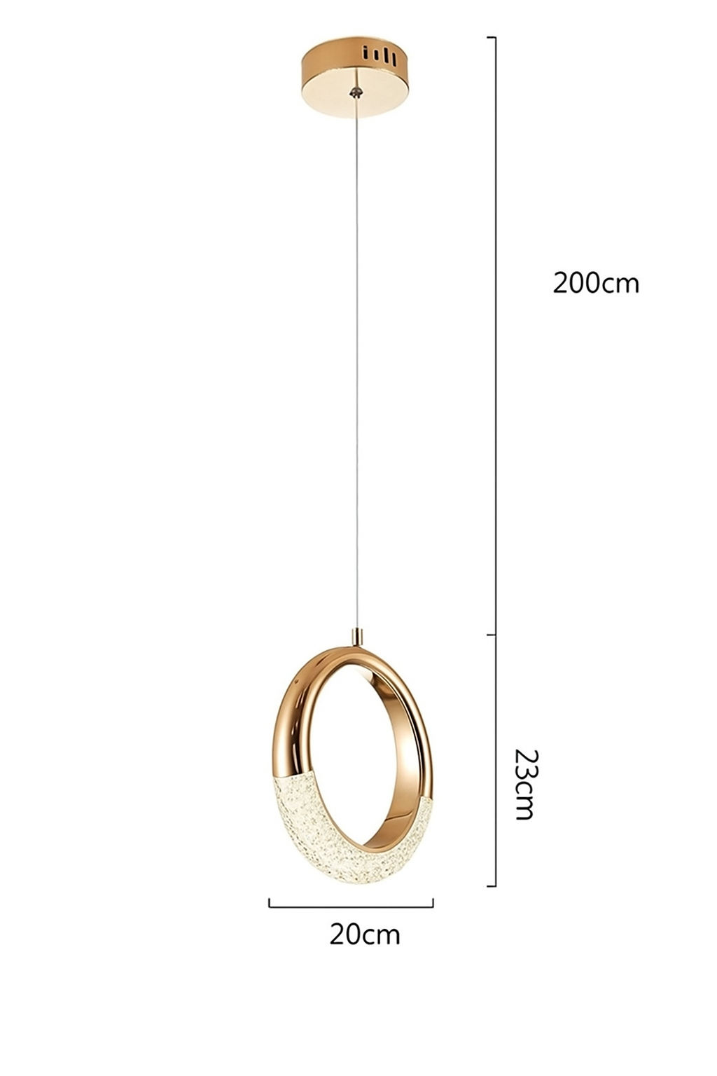 Half Moon Ring LED Pendant Light with GD Metal and Acrylic Finish-BP-1414