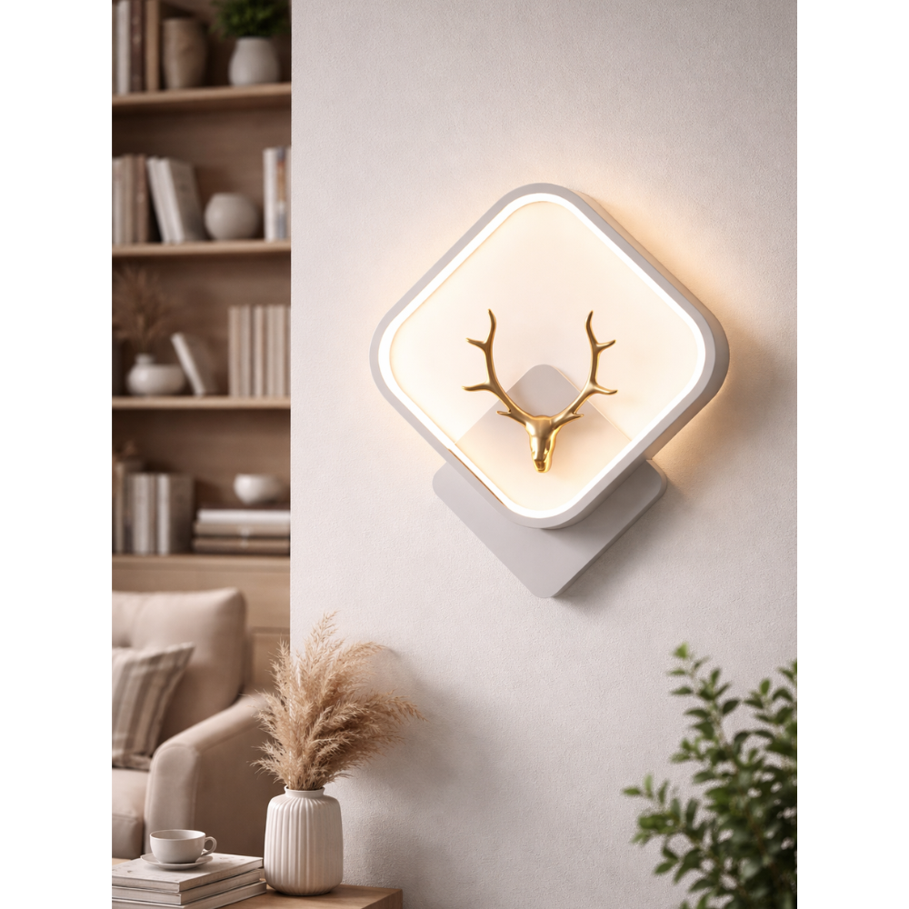 Modern Deer Antler LED Wall Light with 3 Color Modes Feature for Living Room & Bedroom - White