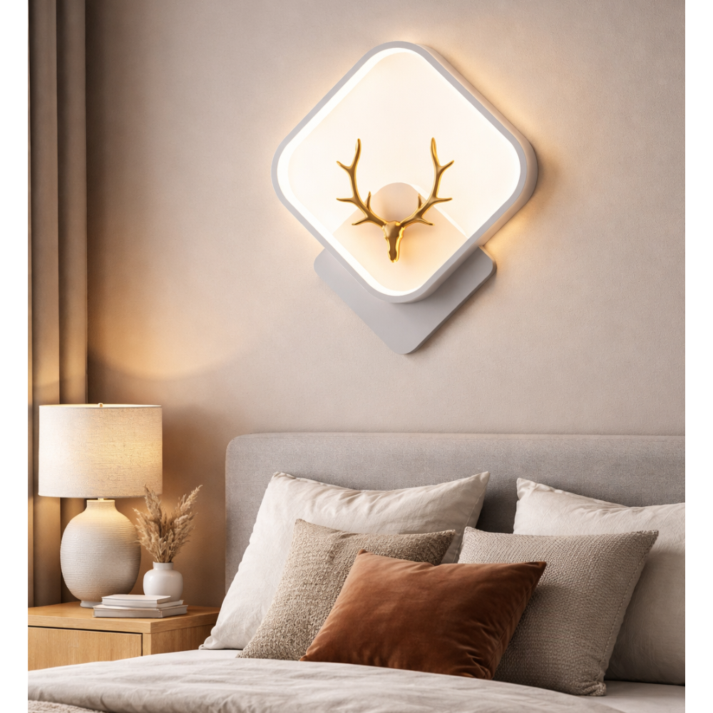 Modern Deer Antler LED Wall Light with 3 Color Modes Feature for Living Room & Bedroom - White