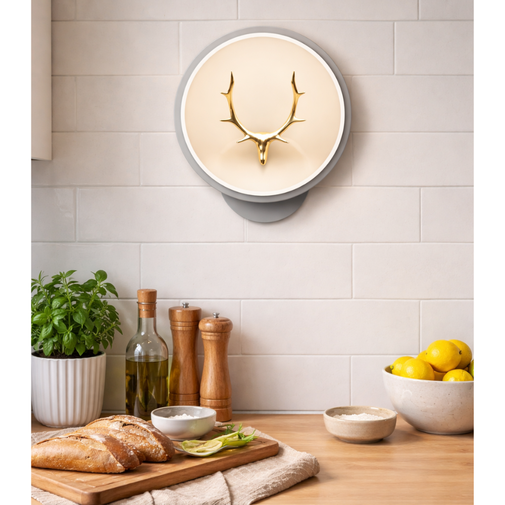Modern Deer Antler LED Wall Light with 3 Color Modes Feature for Living Room & Bedroom - White