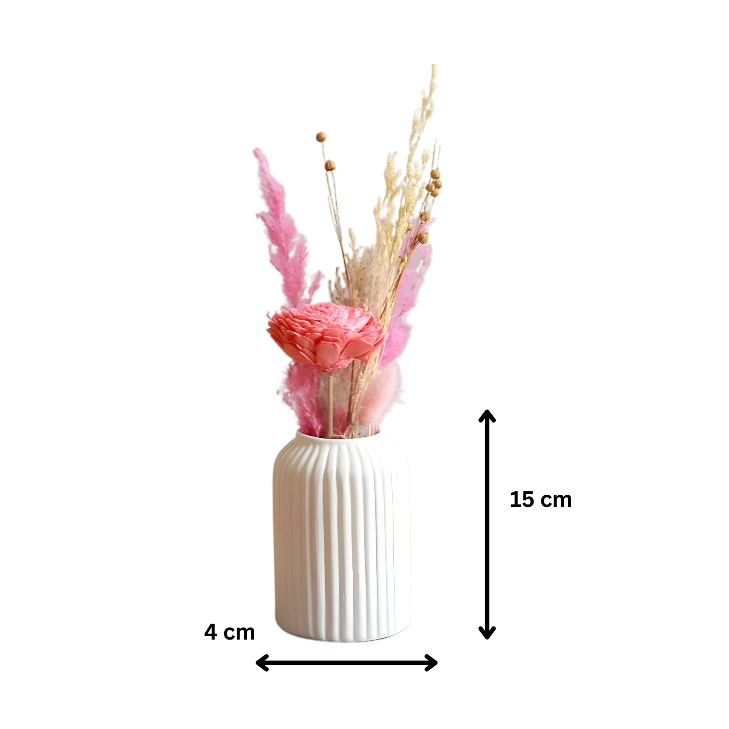 Elegant Mini Snow White Vase With Fragrant Aroma Mist Bunch