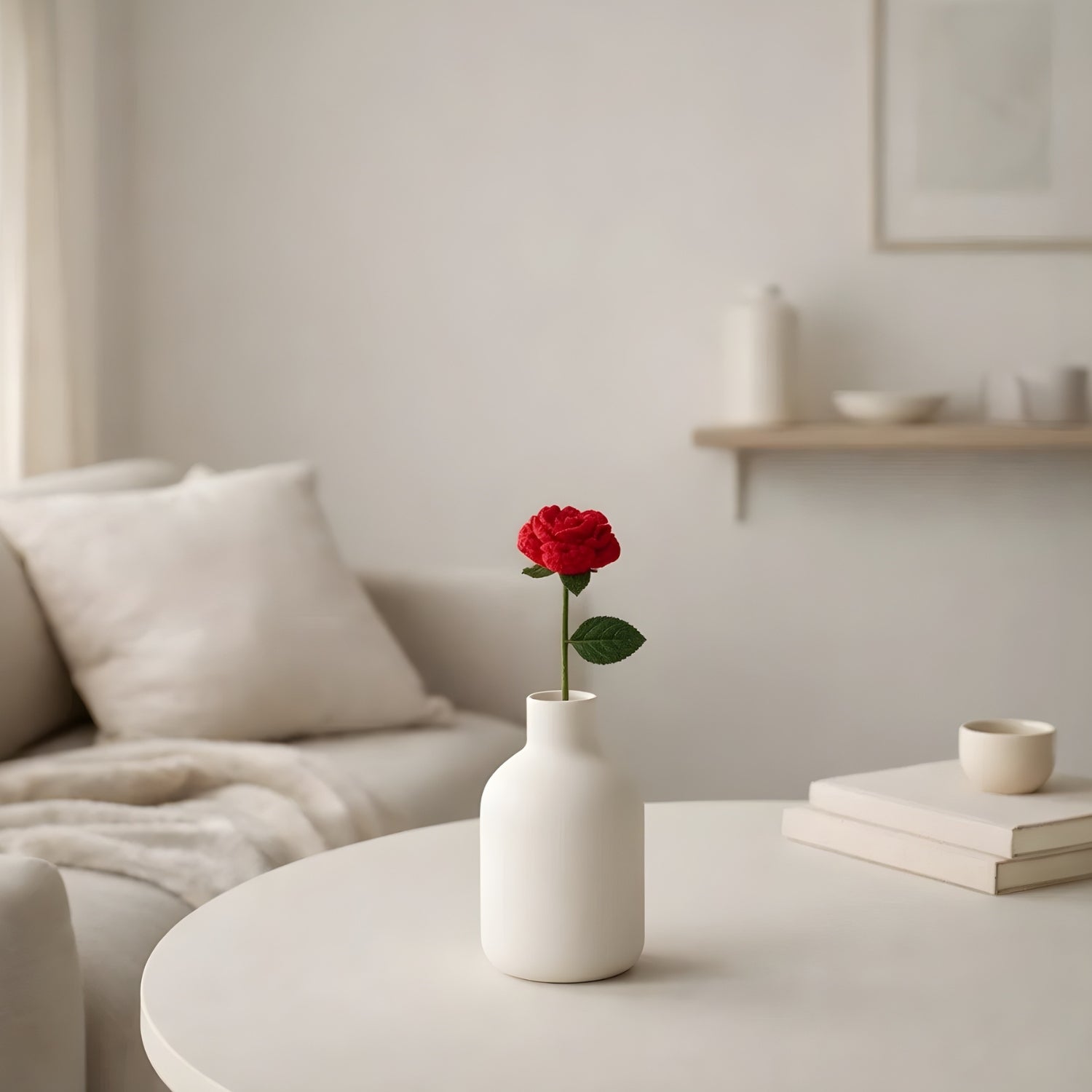 Handcrafted Red Crochet Rose - Timeless Forever Flower Decor