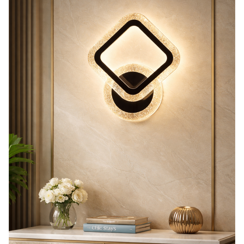 Luxury Golden Acrylic Crystal LED Wall Light with Adjustable Colour Changing Function