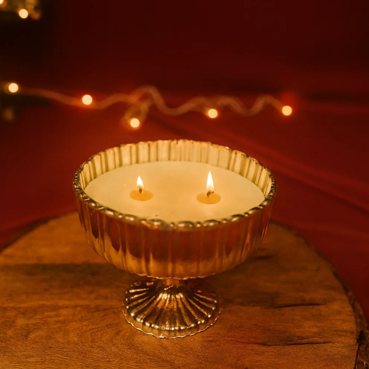 Elegant Silver Aura Pedestal Candle For Luxurious Home Decor