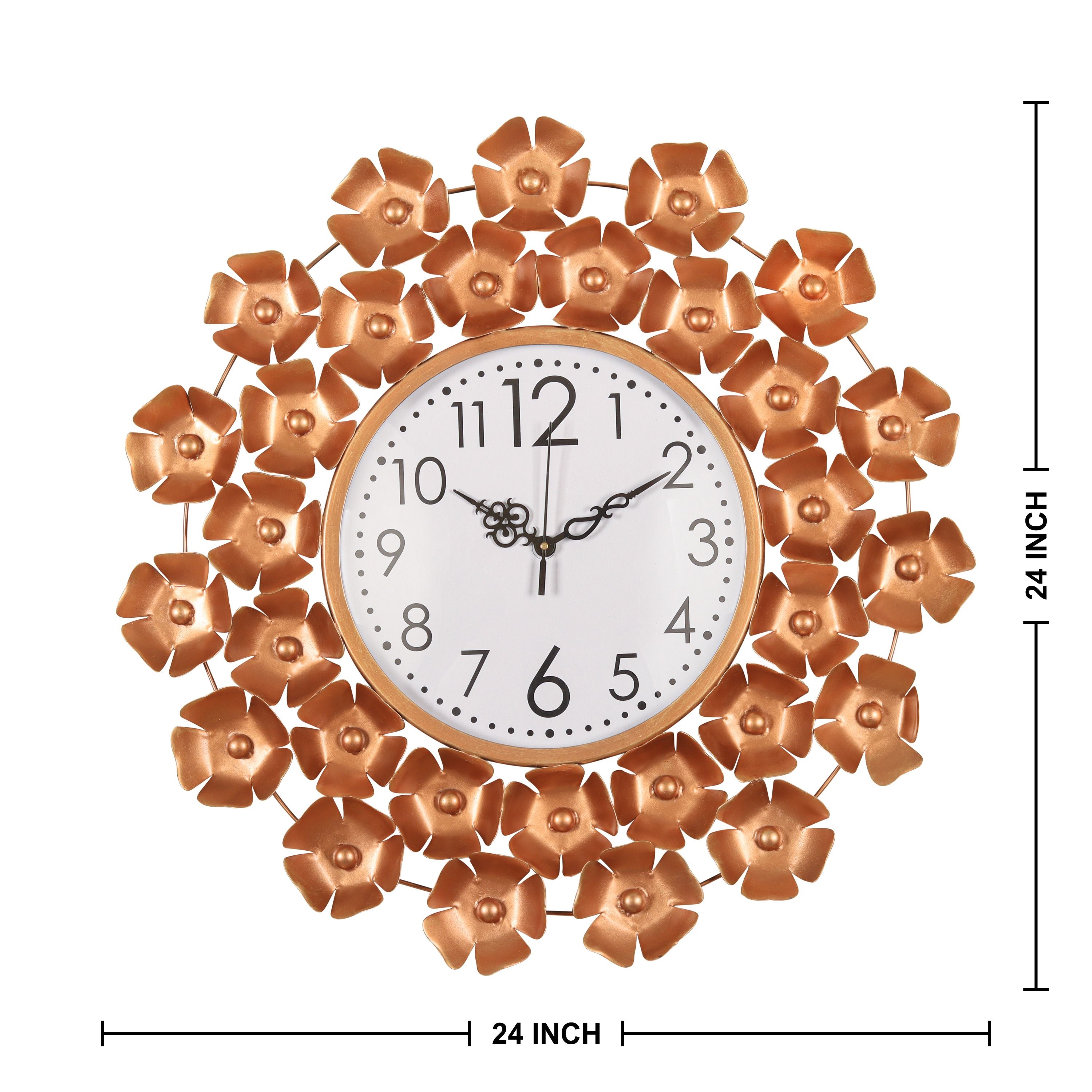 Luxury Golden Floral Wall Clock for Elegant Home Décor
