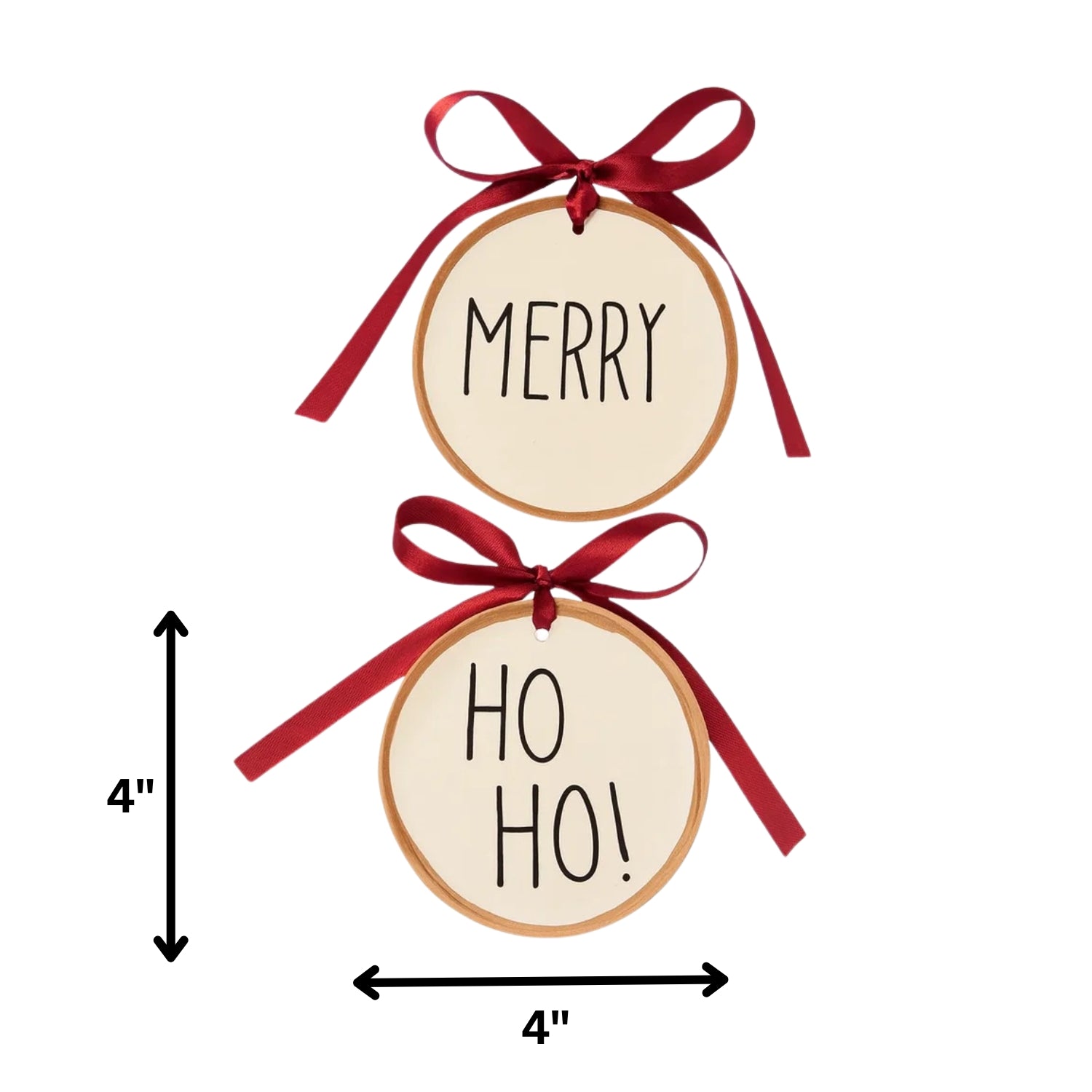 Elegant Set of Ceramic "MERRY" and "HO HO" Christmas Ornaments