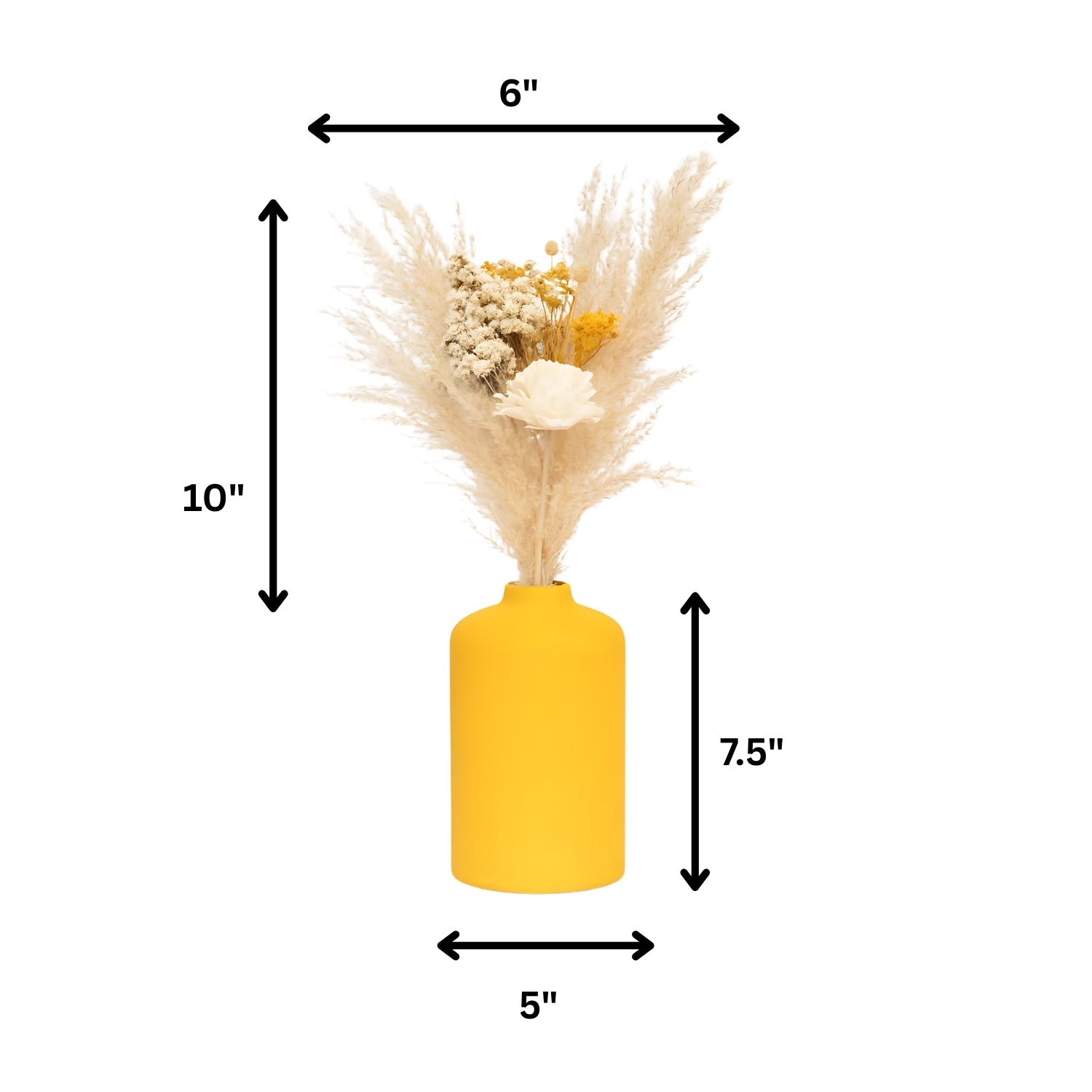 Vibrant Lemon Blossom Vase With Elegant Dried Floral Bunch