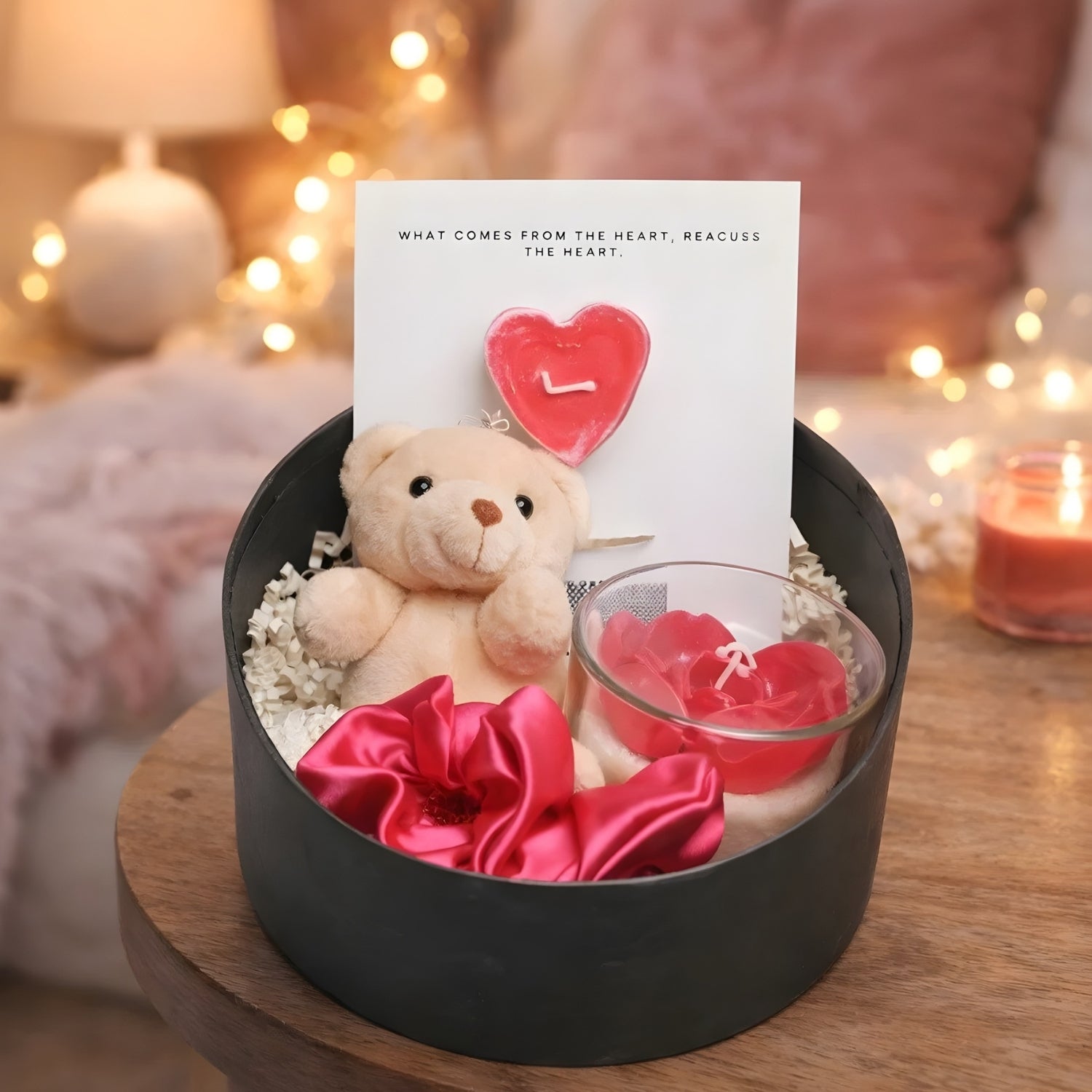 Elegant Love in a Box Valentine Gift Set With Candle Teddy