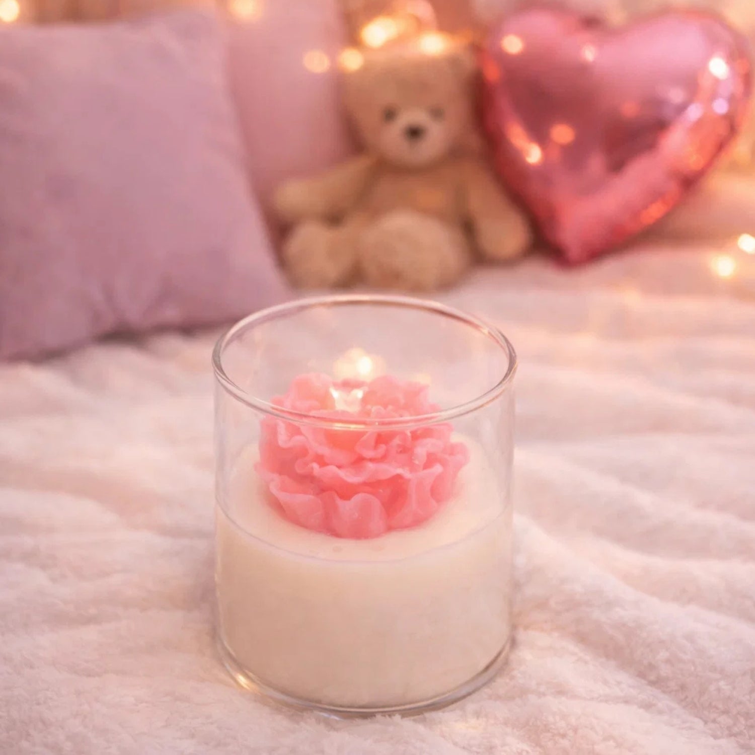 Elegant Love in a Box Valentine Gift Set With Candle Teddy