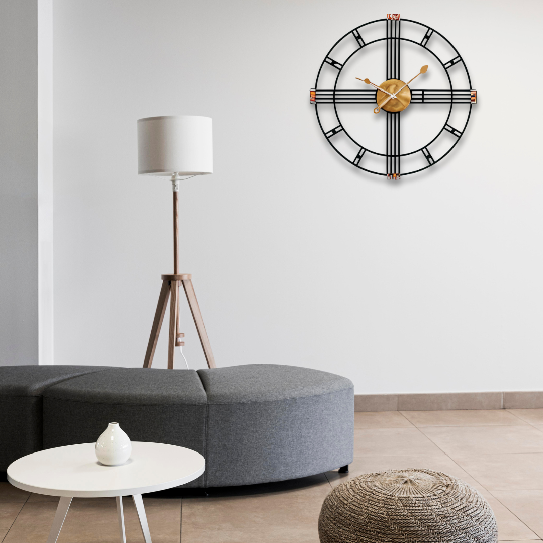 Modern Black Metal Wall Clock – Industrial Minimalist Décor