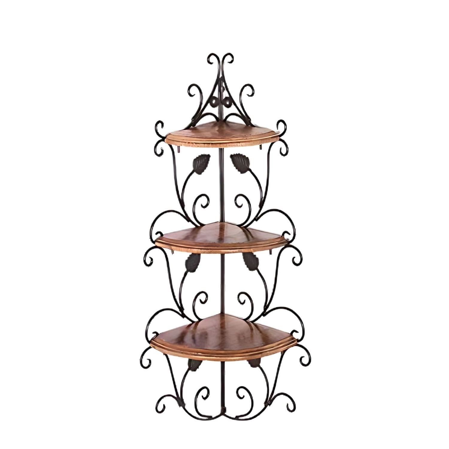 Wall Hanging Wooden & Metal Corner Shelf - 3-Tier Decorative Storage