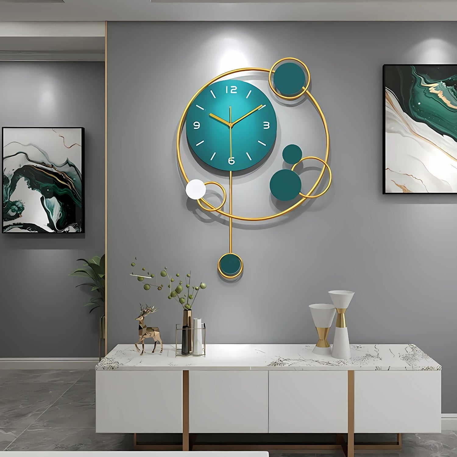 Elegant Blue Wall Clock Adding Soothing Touch Decor