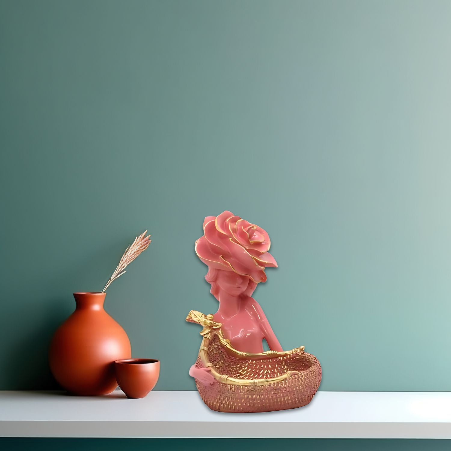 Lady with Basket Showpiece for Home Decor Showpiece