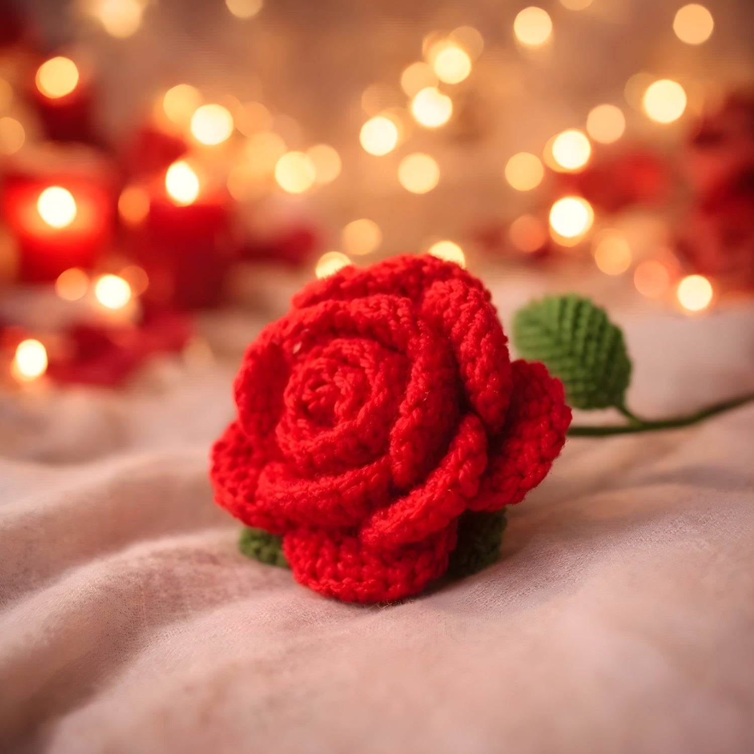 Handcrafted Red Crochet Rose - Timeless Forever Flower Decor