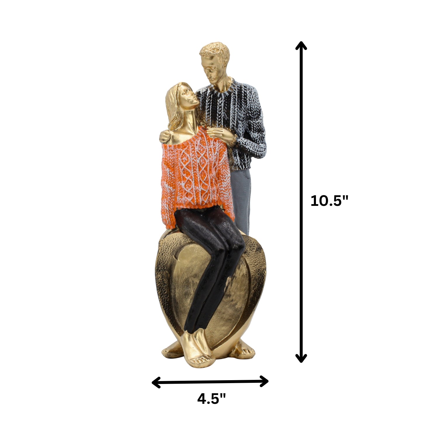 Charming Gold Couple Figurine With Heart Base For Home Decor