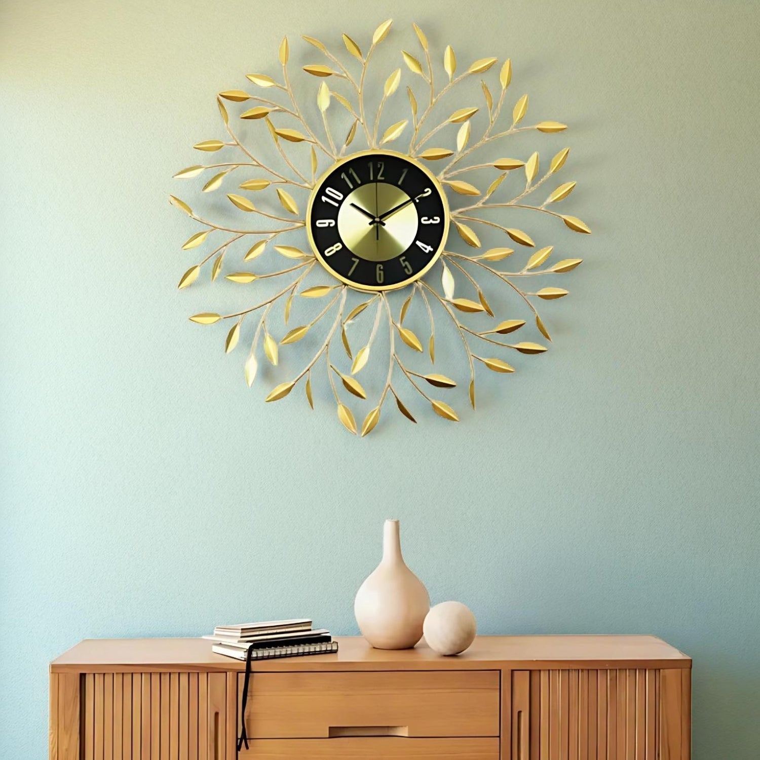 Rhythm Leafy Metal Wall Clock Bringing Nature Inspired Elegance