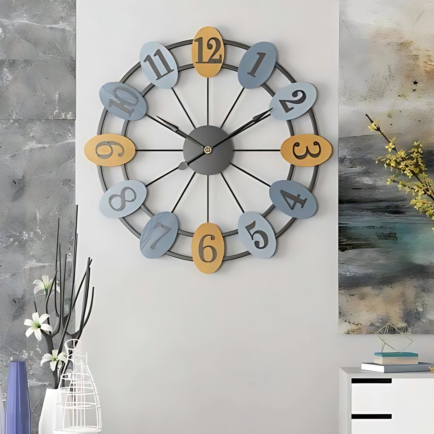 Big Encarved Numbering Metal Wall Clock Making A Bold Statement